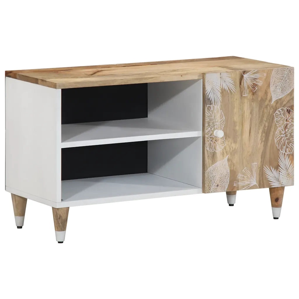 Mobile Porta TV 80x31,5x46 cm in Legno Massello di Mango