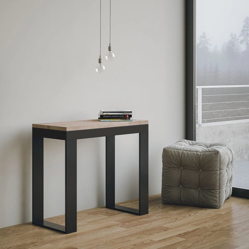 Consolle allungabile 90x40/196 cm Tecno Small Evolution telaio Antracite - Quercia Natura