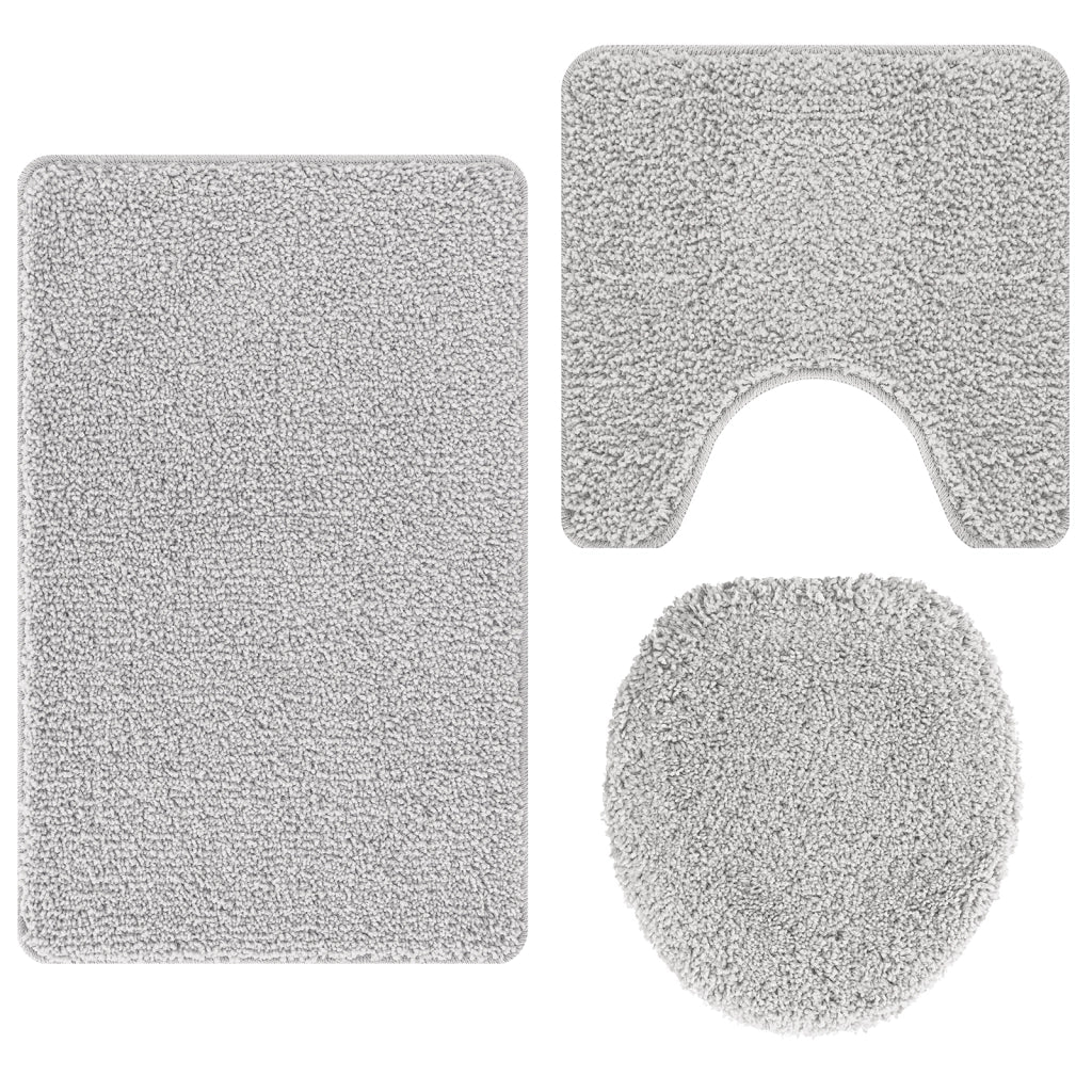Set di tappetini da bagno 3 pezzi grigi in polipropilene antiscivolo