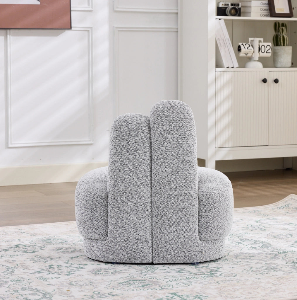 Pouf con orecchie di coniglio imbottito in tessuto; grigio antico e bianco; portata 120 kg