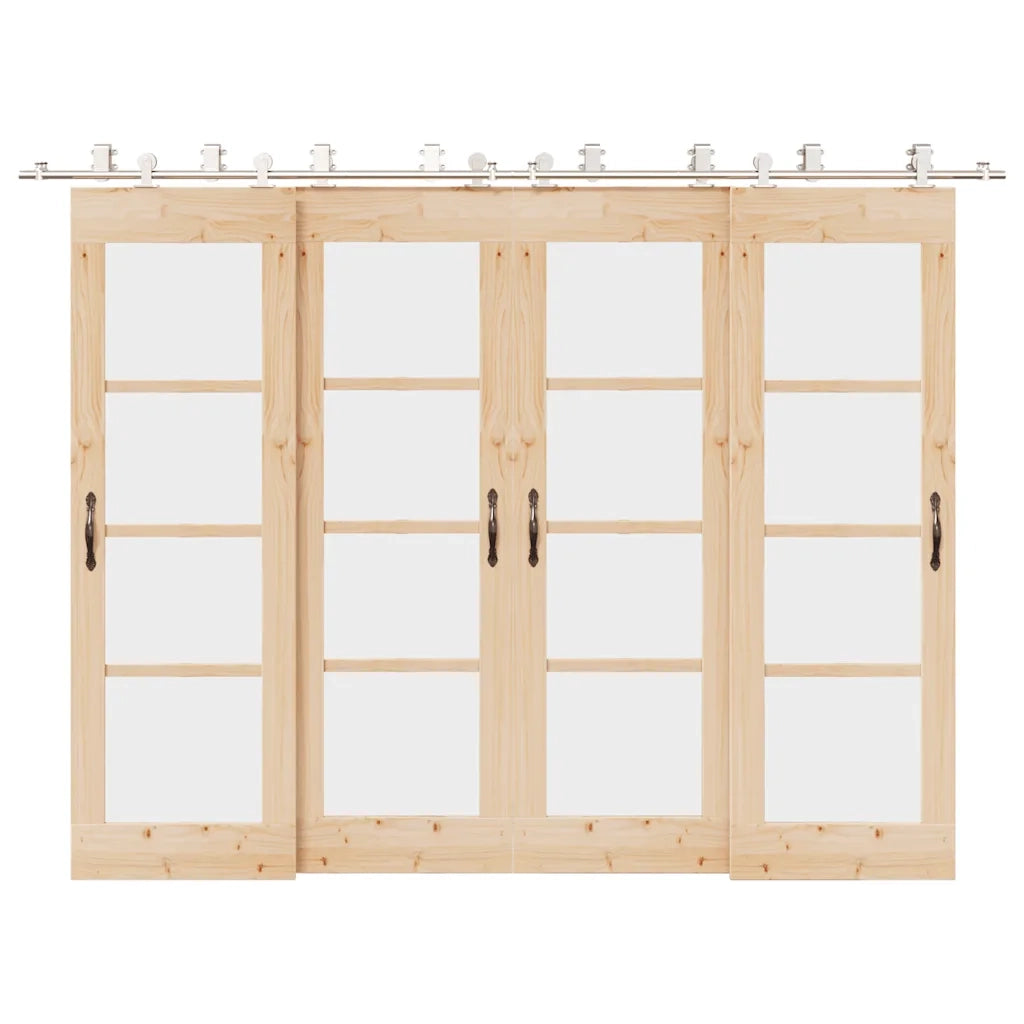 Kit Binari Porta Scorrevole 366 cm Acciaio Inossidabile Argento 3295767