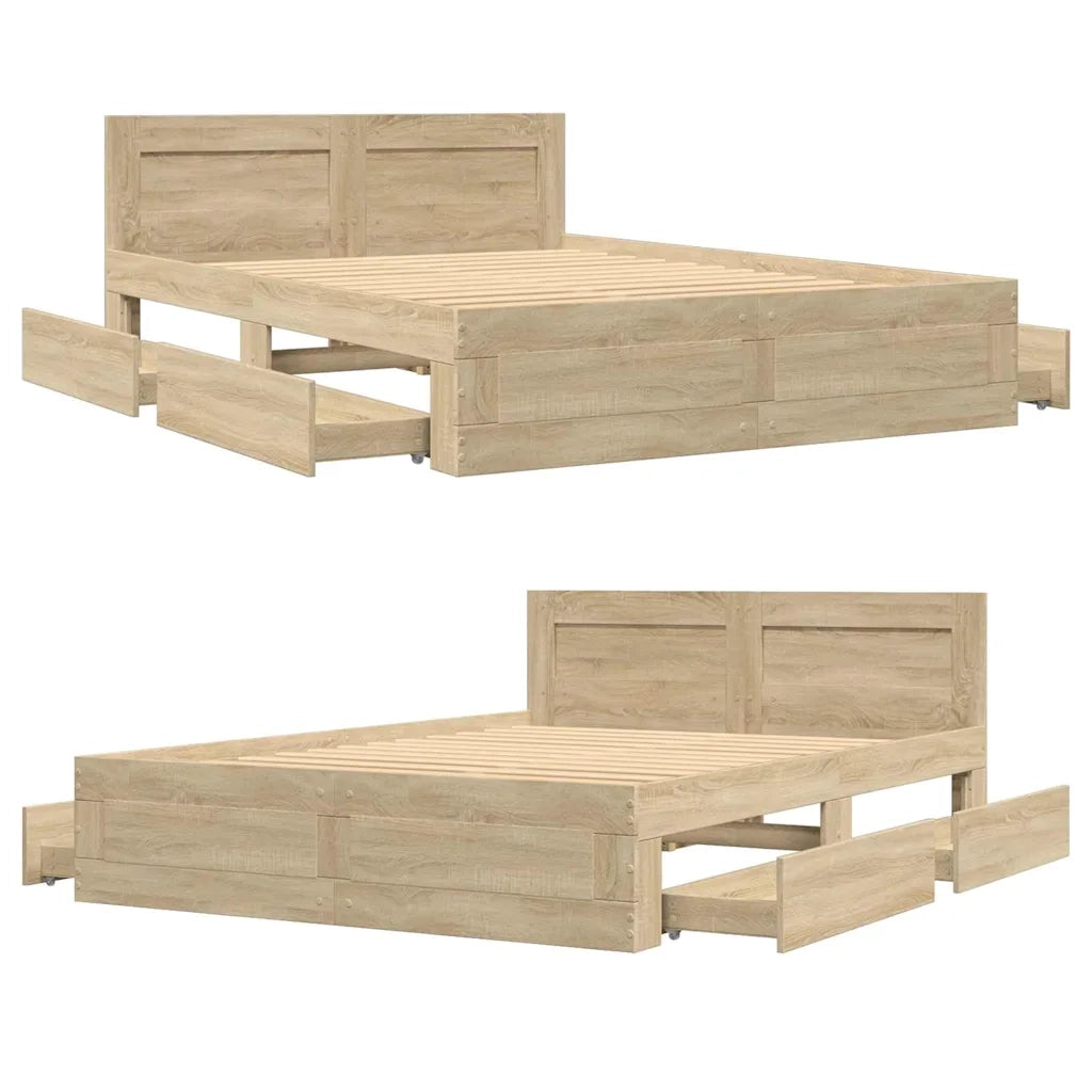 Struttura del letto 2 pcs-Giroletto-Rete del Letto Sonoma 137 x 188 cm Legno multistrato