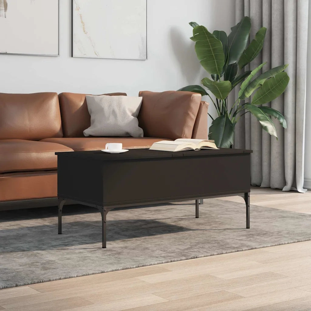 Tavolino Salotto Nero 100x50x45 cm Legno Multistrato e Metallocod mxl 113467