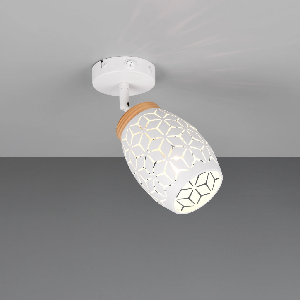 SPOT E14 BIDAR H17CM BIANCO/LEGNO