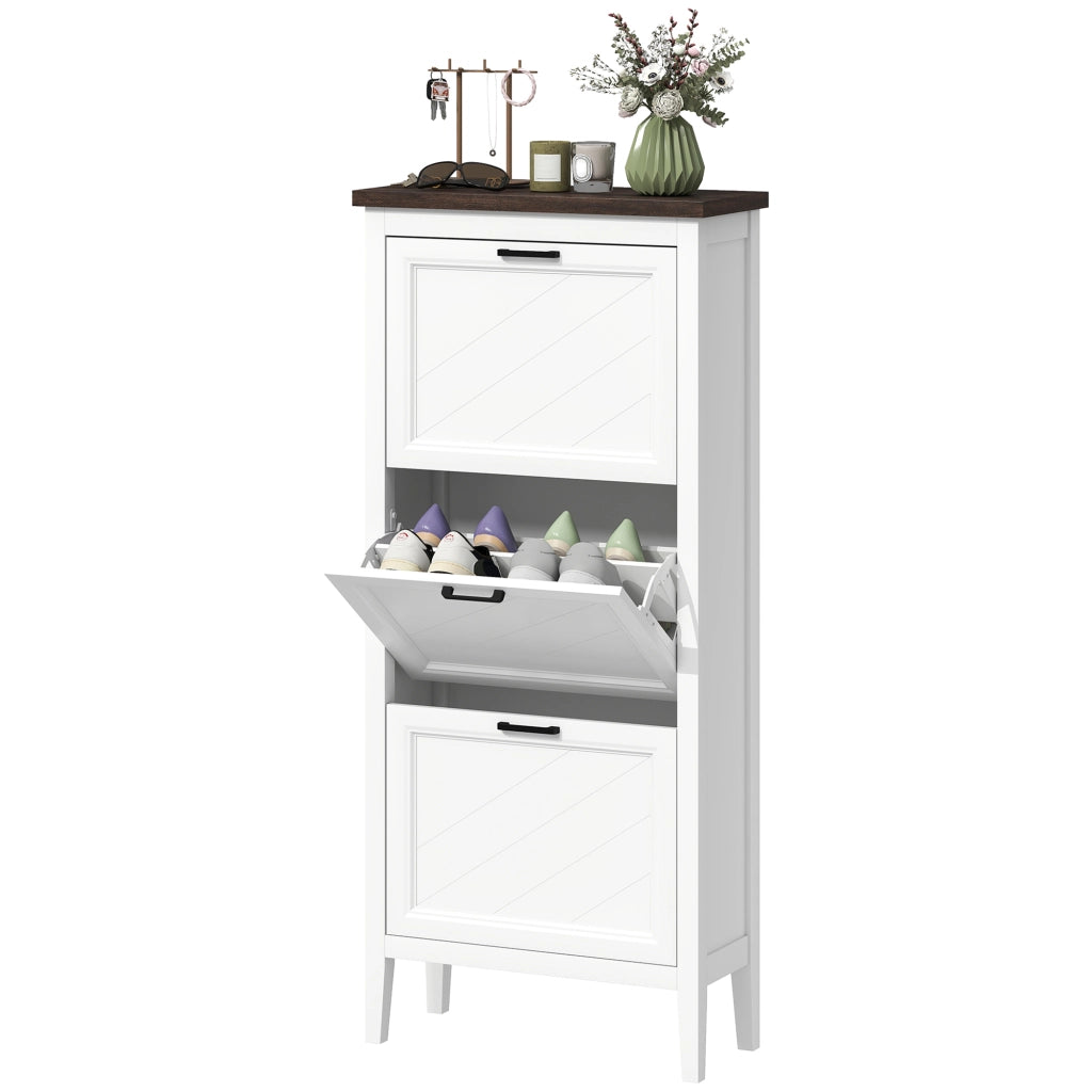 Armadio per scarpe con cassetti e ripiani ¨C zephmum ¨C bianco 60x30x100