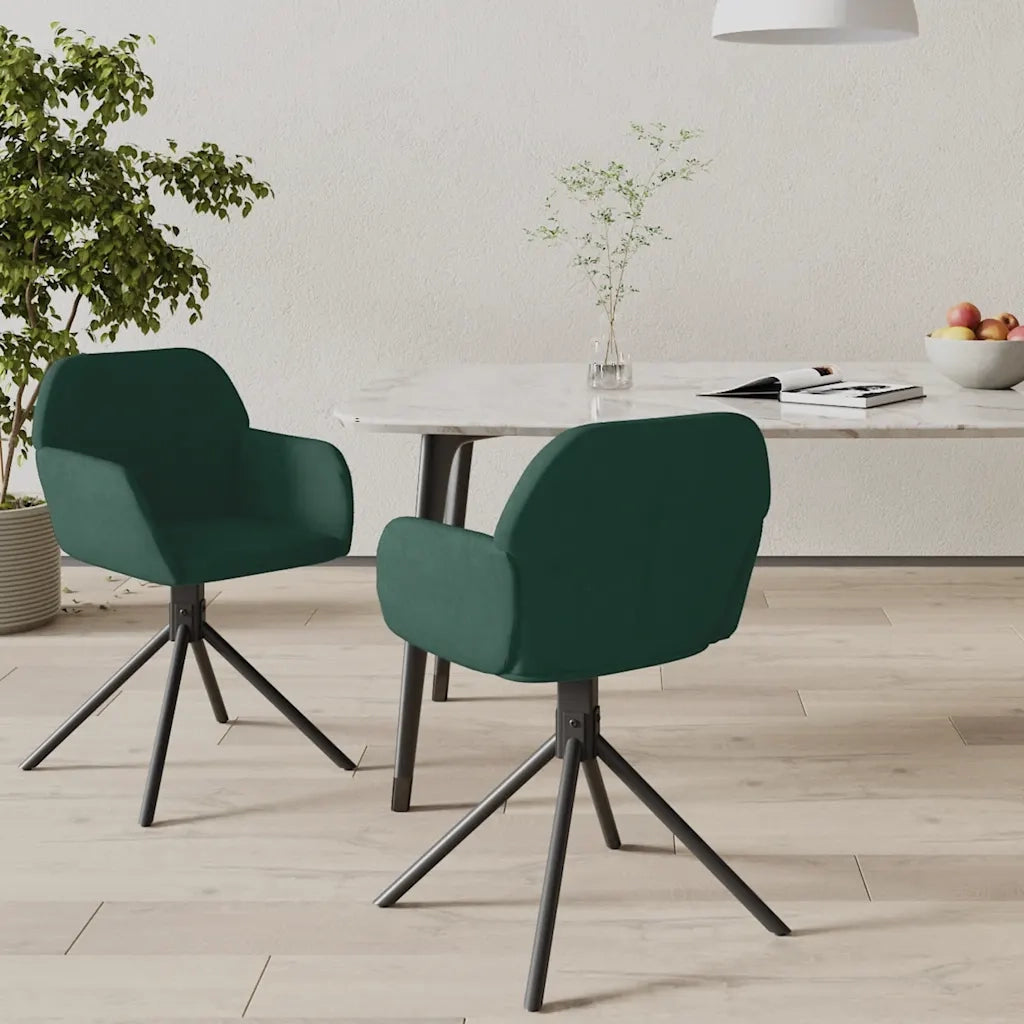 Sedie da Pranzo Girevoli 2 pz Verde Scuro in Vellutocod mxl 102543