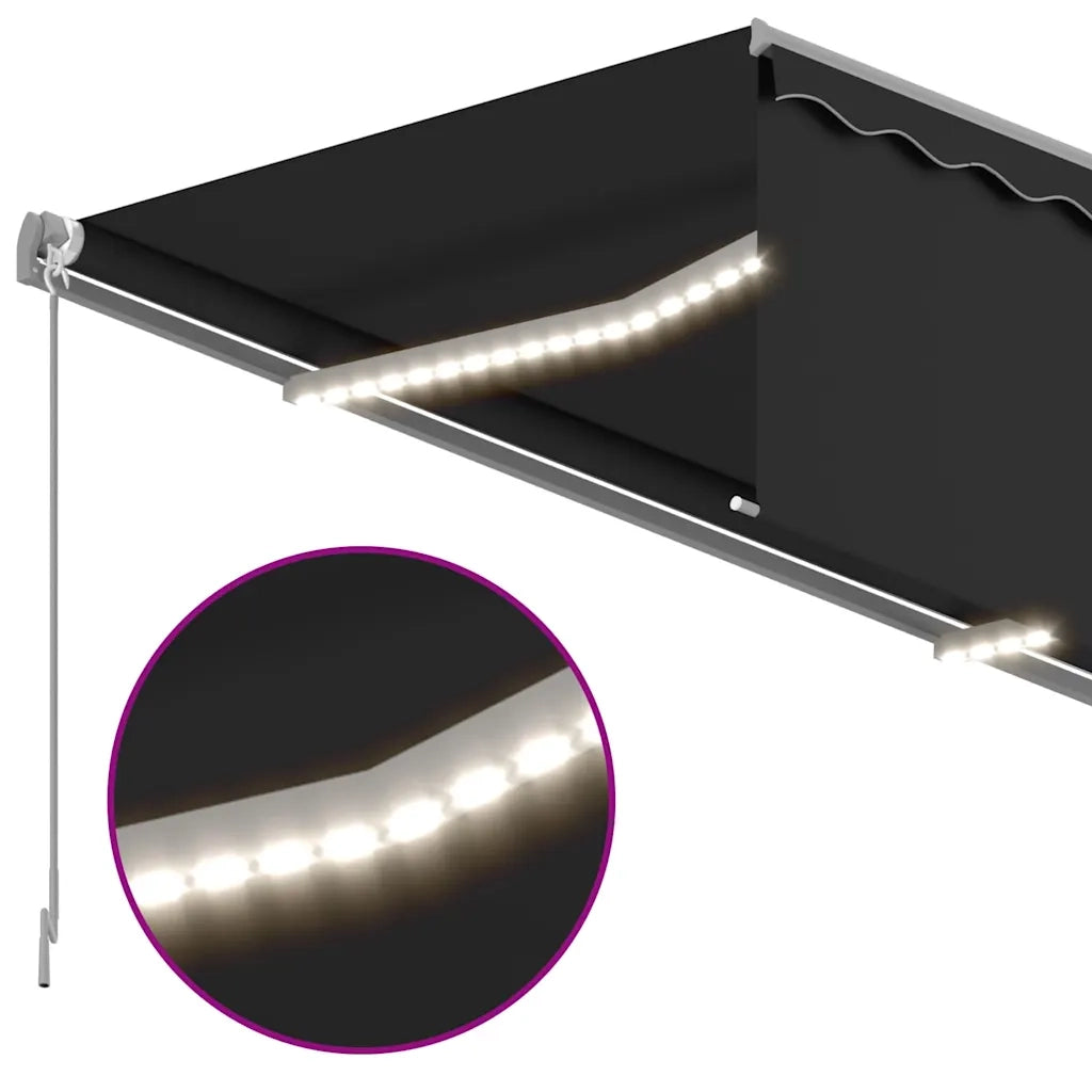 Tenda da Sole Retrattile Manuale con LED 4,5x3 m Antracite 3069444