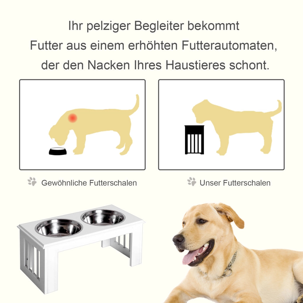 Stazione Alimentazione Cani Antiscivolo ¨C Xylo ¨C Bianco 58,4x30,5x25,4cm 2L