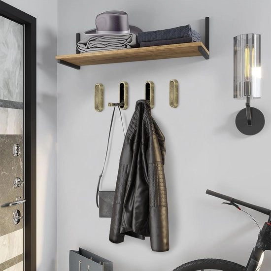 4 Hanger da Parete Ripiegabili - 90 Gradi Hanger Rotante per Cucina, Bagno e Ufficio - Inclusi Viti - Colore Bronzo