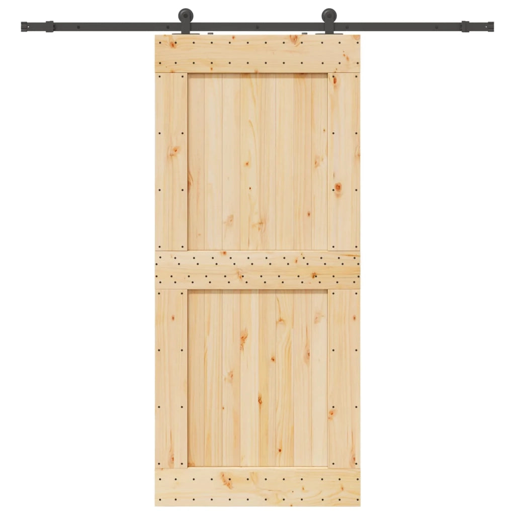 Porta scorrevole NARVIK Naturale e Nero 100 x 210 cm (213,5 cm)