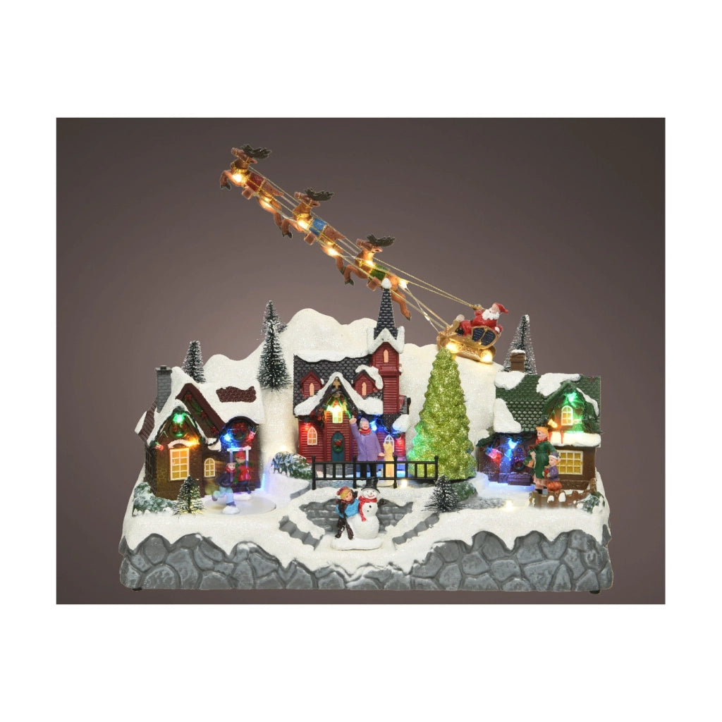 Scenario villaggio di natale c/LED 32x17x28cm