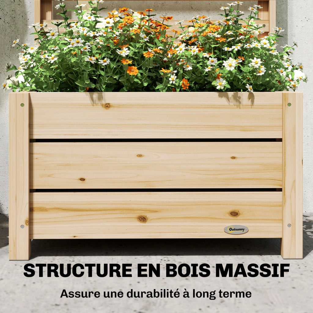 Fioriera con griglia e schermo ¨C zephmum ¨C legno naturale 60x39x120 cm