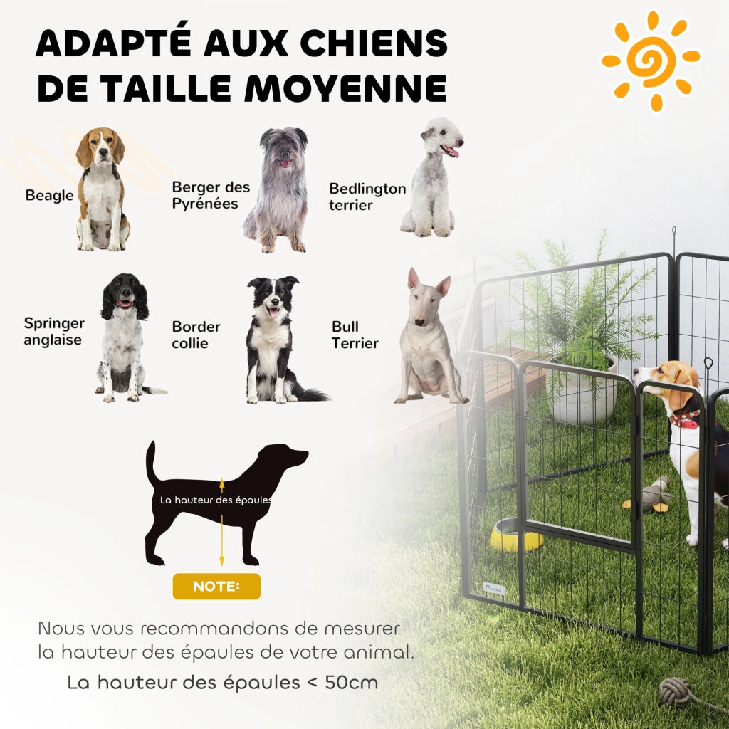 Recinto per cani modulare 6 pannelli pieghevole ¨C zephmum ¨C 80x80 cm grigio acciaio