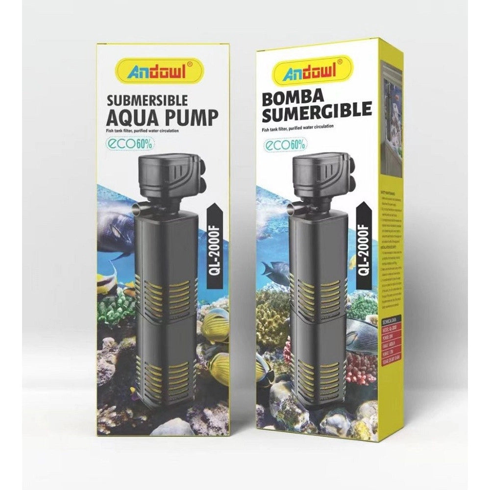 Trade Shop - Pompa Sommergibile Per Acquario Riciclo Acqua Dolce Salata 1400l/h 20w Ql-2000f -