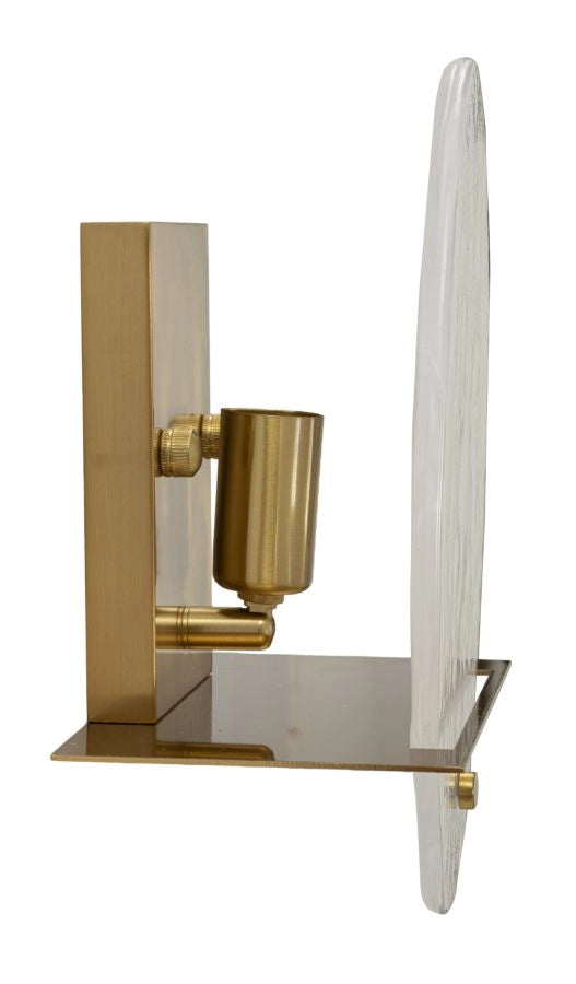 Lampada da Muro Portlan 20x11x25 cm in Vetro e Ferro Oro e Naturale