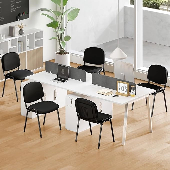 Set di 5 Sedie per Sala d'Attesa, Sedia Ospite Impilabile per Studio Ufficio, per Sala Conferenze, Sala d'Attesa, Portata 150 kg