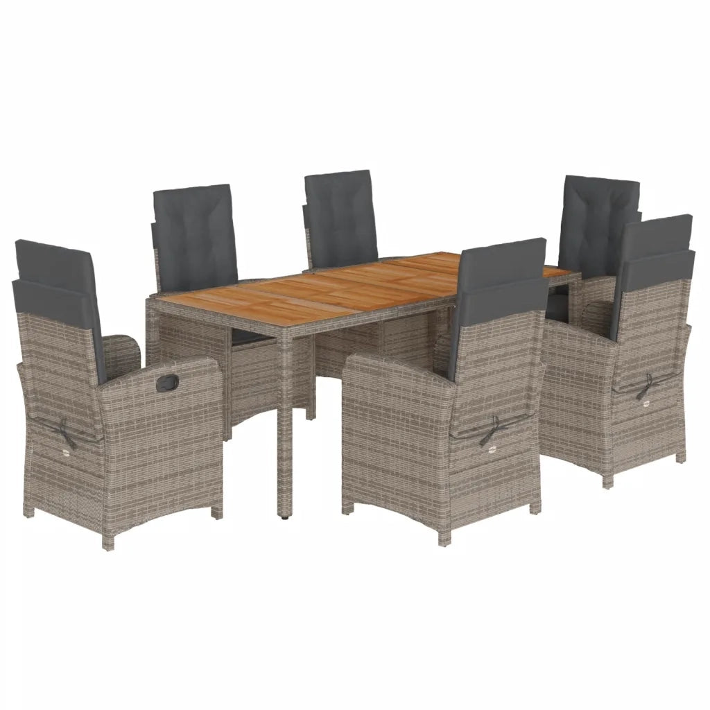 Set da Pranzo da Giardino 7 pz con Cuscini in Polyrattan Grigio 3212245