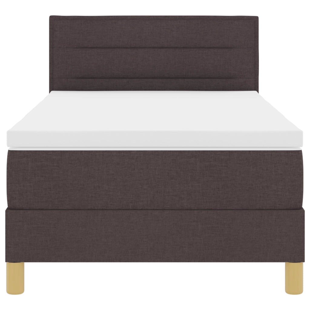 Letto Box Spring con Materasso e LED Marrone Scuro 90x190 cm Tessuto