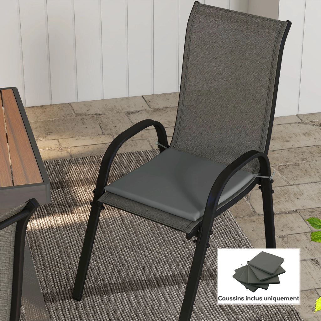 Cuscini per sedie da giardino ¨C zephmum ¨C 6 pezzi grigio scuro tessuto poliestere 42x42 cm
