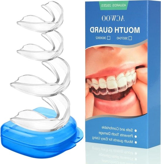 Protezione dei denti masticanti 4-pack - Sostegno notturno per protezione dei denti e sostegno per russatori - 2 misure (A)