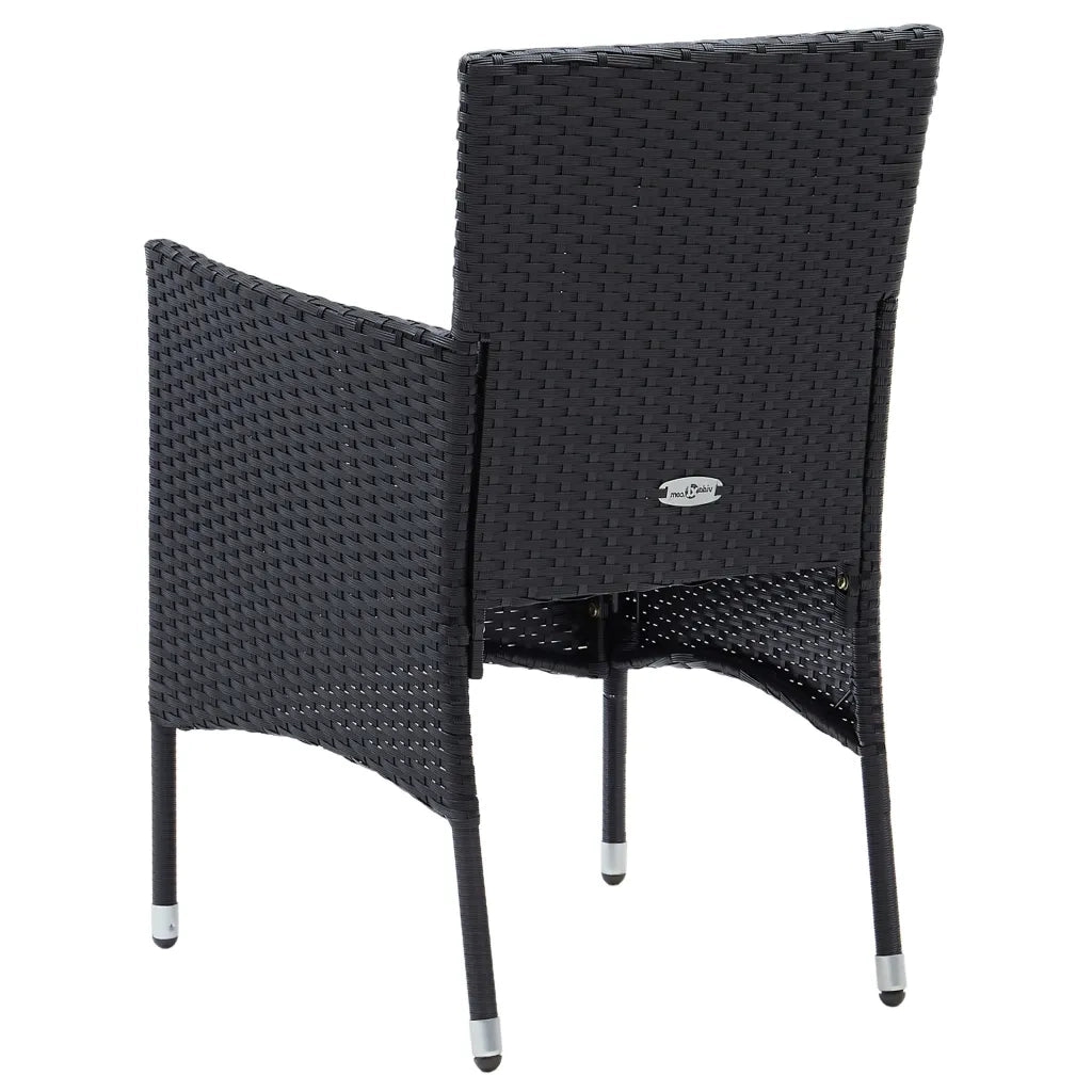 Sedie da Pranzo per Giardino 4 pz in Polyrattan Nero cod mxl 23098