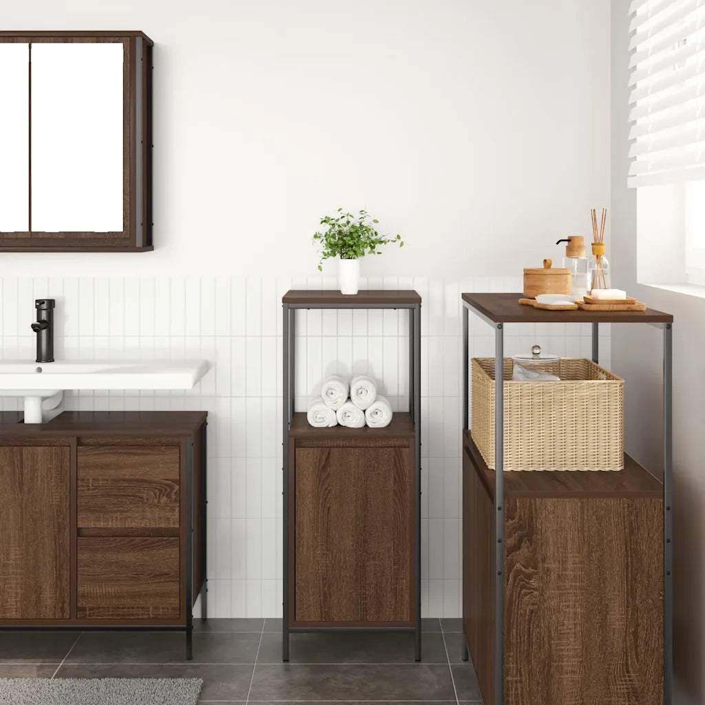 vidaXL Mobile da Bagno con Ripiani Rovere Marrone 36x35x95 cm