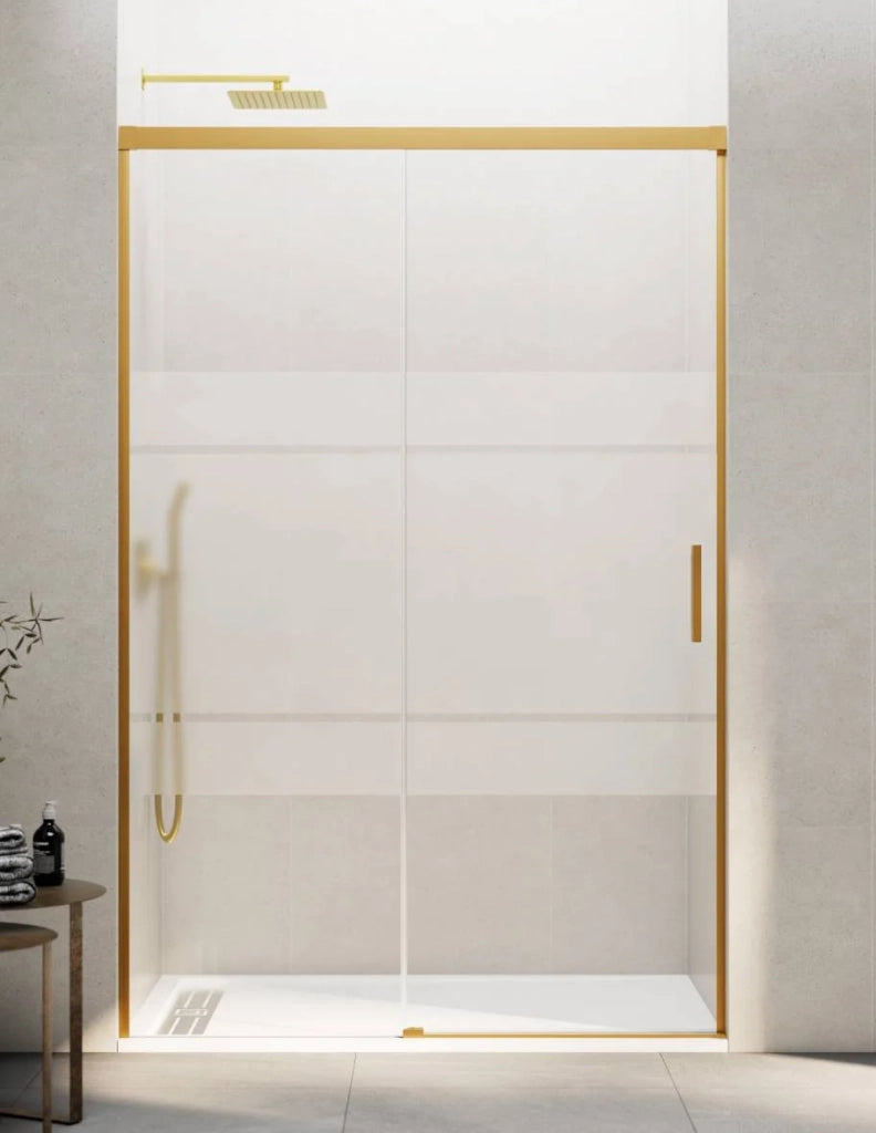Porta doccia scorrevole 1+1 THALASSA (BASIC) 165 cm Profilo Oro vetro serigrafato