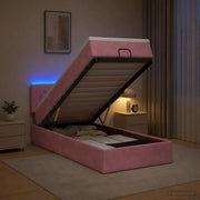 Letto Ottomano con Materasso e LED Rosa 100 x 200 cm Velluto 3457052