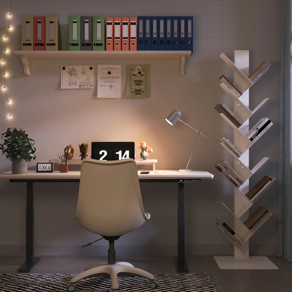 Libreria Eksjö a Forma di Albero Scaffale da Terra 150 x 39 x 39 cm - Bianco [en.casa]