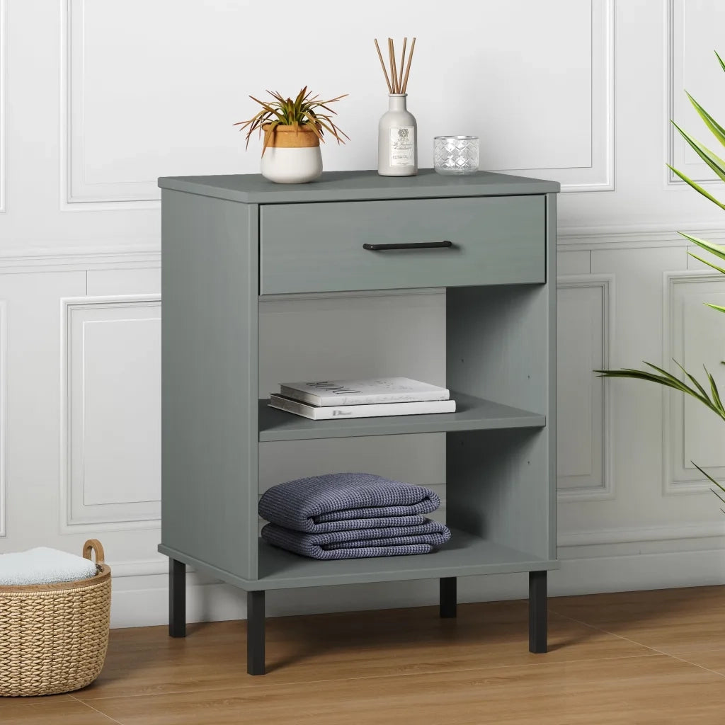 Mobile Consolle | Tavolo d'Ingresso Gambe Metallo Grigio Legno Massello Pino OSLO