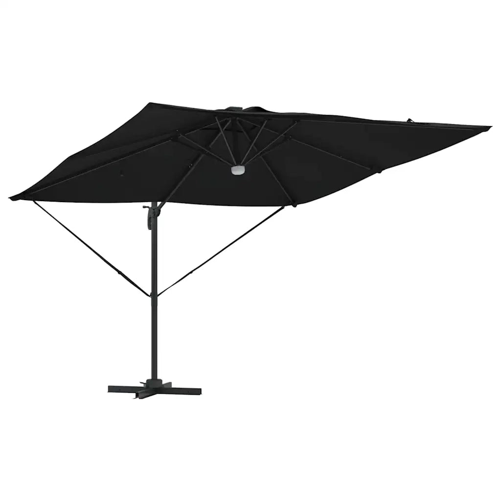 Parasole Roma-Ombrellone da giardino Nero 286 x 284 x 270 cm Alluminio e Poliestere