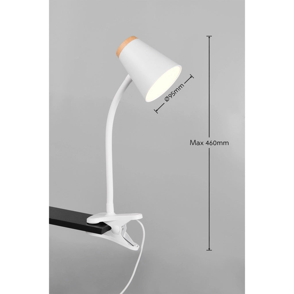 LAMPADA DA TAVOLO LED PONGO 4,5W BIANCA CON PINZA