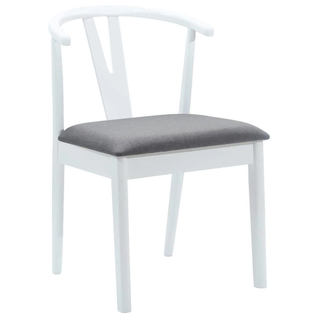 Sedia da pranzo 2 pcs Bianco e Grigio Legno di gomma solido 42020406
