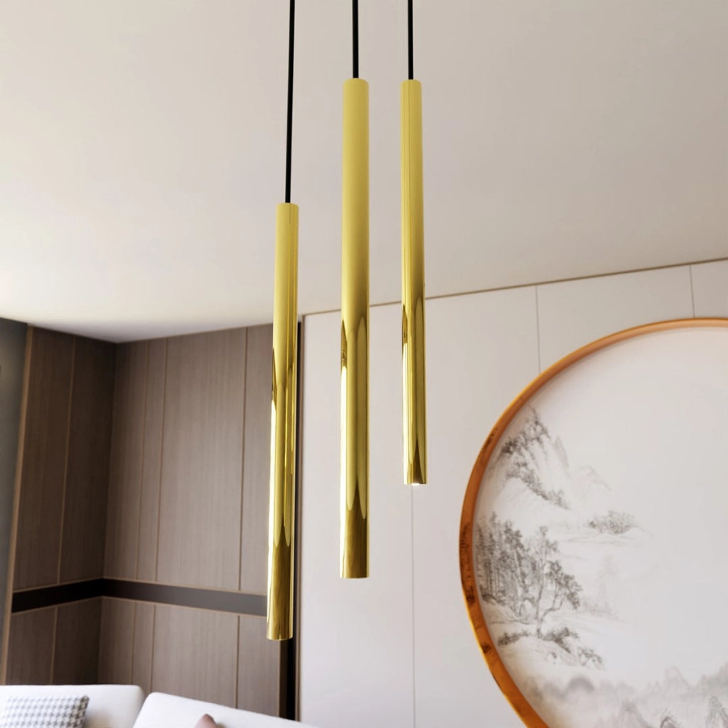 Lampada a sospensione Selter in acciaio nero e oro
