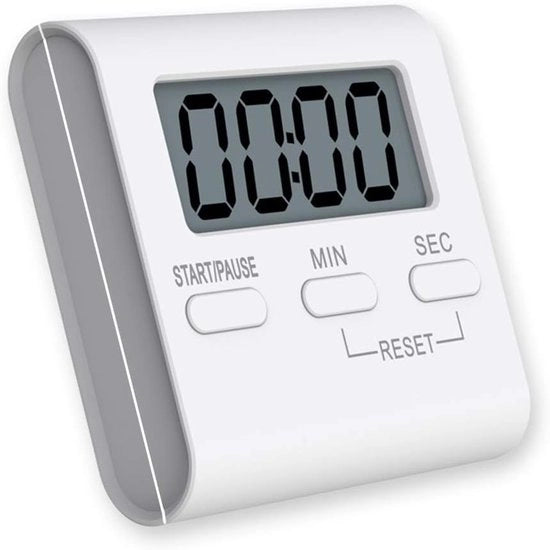 Timer digitale per cucina - orologio digitale per cucina - timer elettronico digitale - con fissaggio magnetico e maniglia occultabile - conta all'indietro - display LED grande - timer adatto per cucina, aula, bagno, palestra - bianco