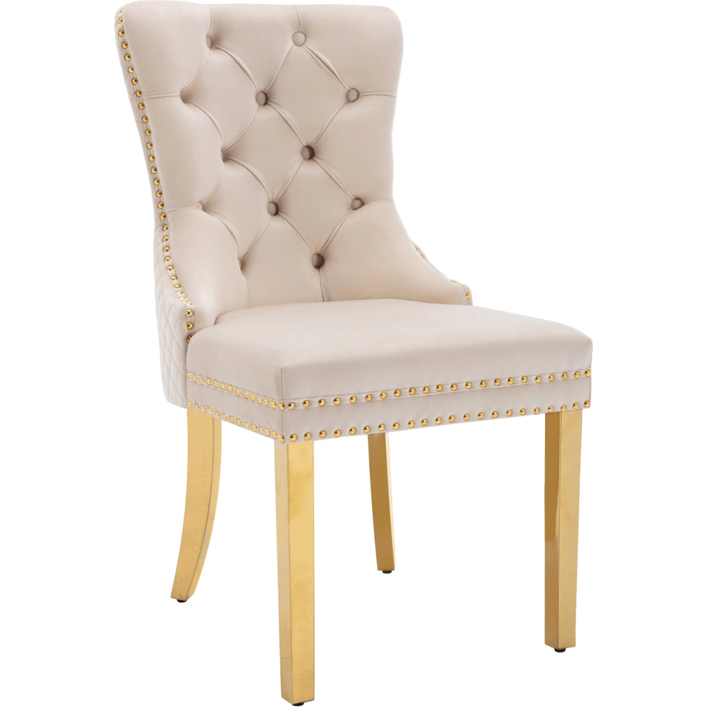 Sedia da pranzo 50.5x45x95 cm con anello decorativo sul retro in velluto beige