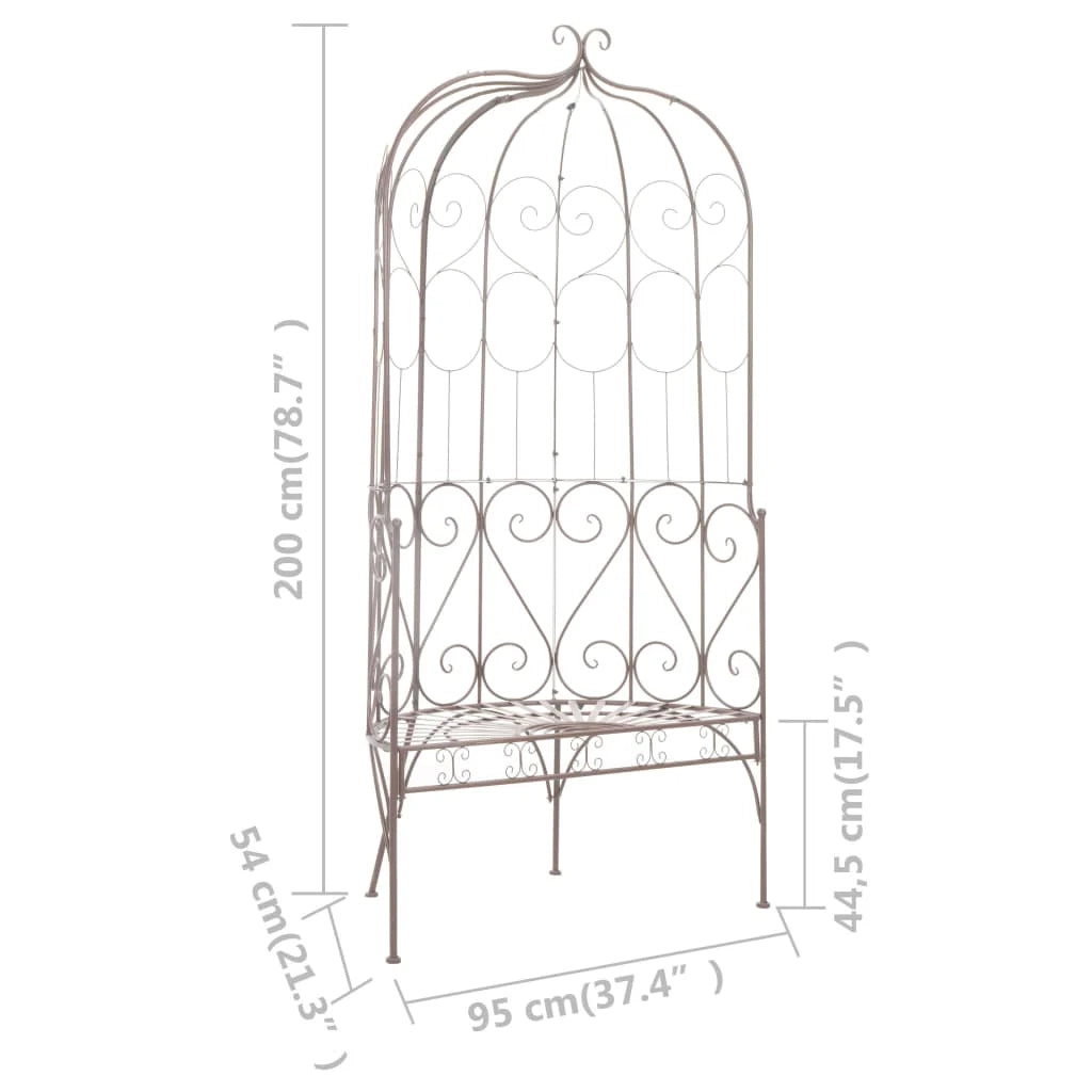 Panca da giardino mobili da esterno terrazza 95 x 54 x 200 cm ferro marrone anticato 02_0011336