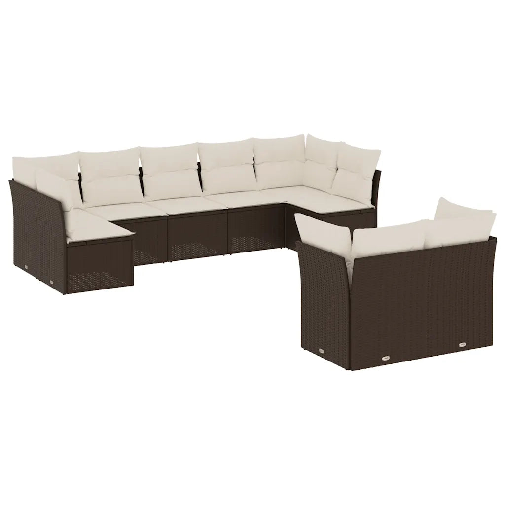 Set Divani da Giardino 9pz con Cuscini Marrone in Polyrattancod mxl 92561