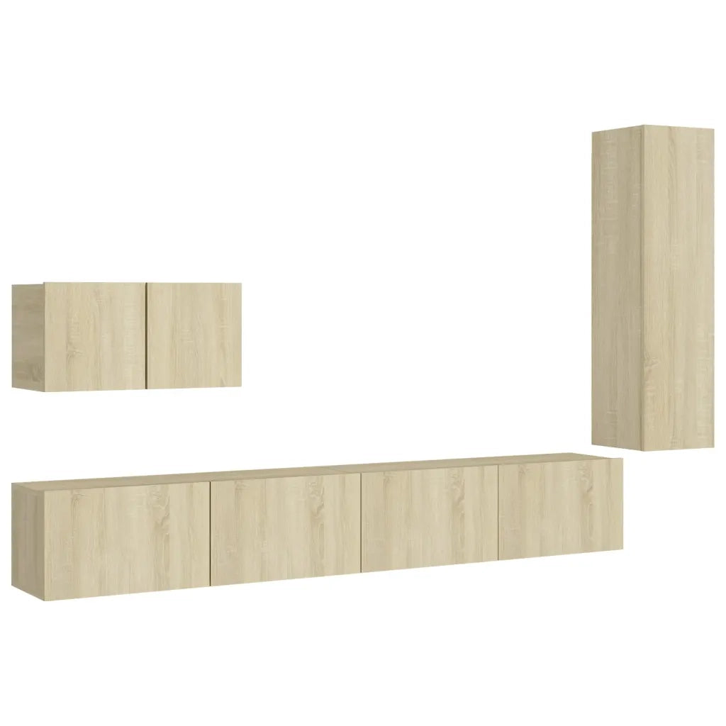 Set di Mobili Porta TV 4 pz-Credenza per TV Rovere Sonoma in Legno Multistrato 356597