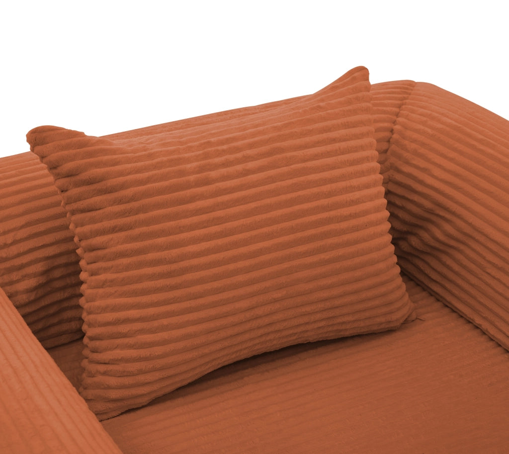 Poltrona convertibile 2 in 1 salvaspazio con funzione letto e cuscino, in tessuto corduroy arancione