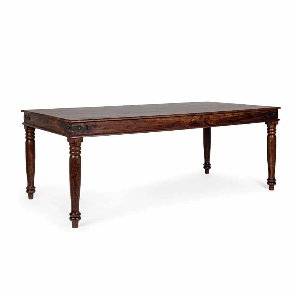 Tavolo da pranzo in legno di acacia massiccia gambe tornite stile etnico - MUMBAI