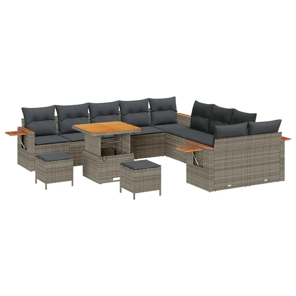 Set Divano da Giardino con cuscino 17 pcs Grigio polyrattan 3365183