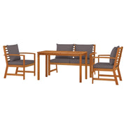 Set da pranzo da giardino mobili da esterno 4 pezzi cuscini in legno di acacia 02_0013692