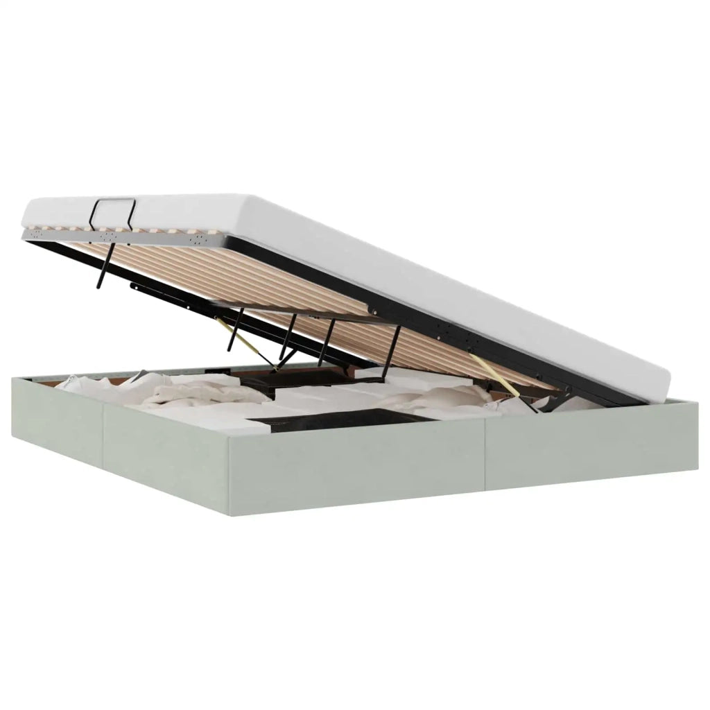 Letto ottomano Grigio Chiaro 180 x 200 cm Velluto