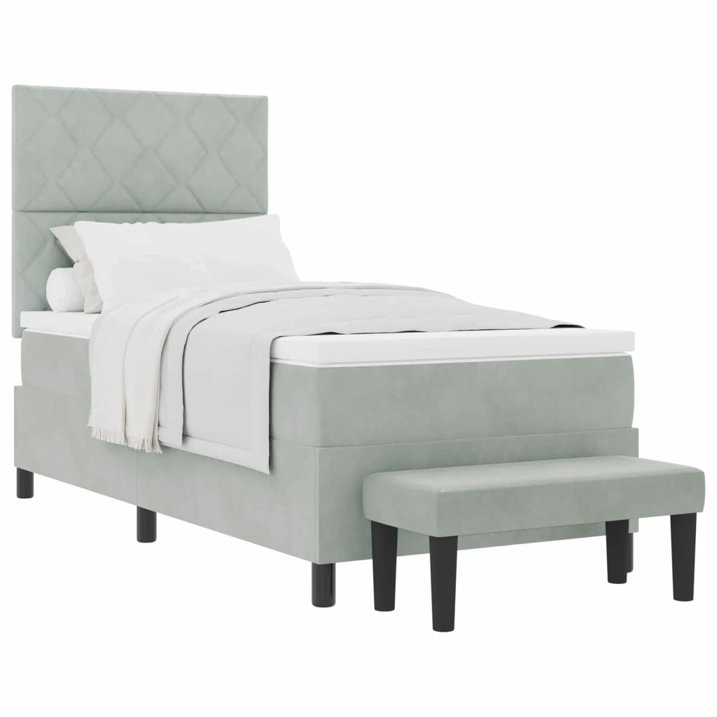 Letto a molle con materasso Grigio chiaro 100 x 200 cm Velluto 3344558