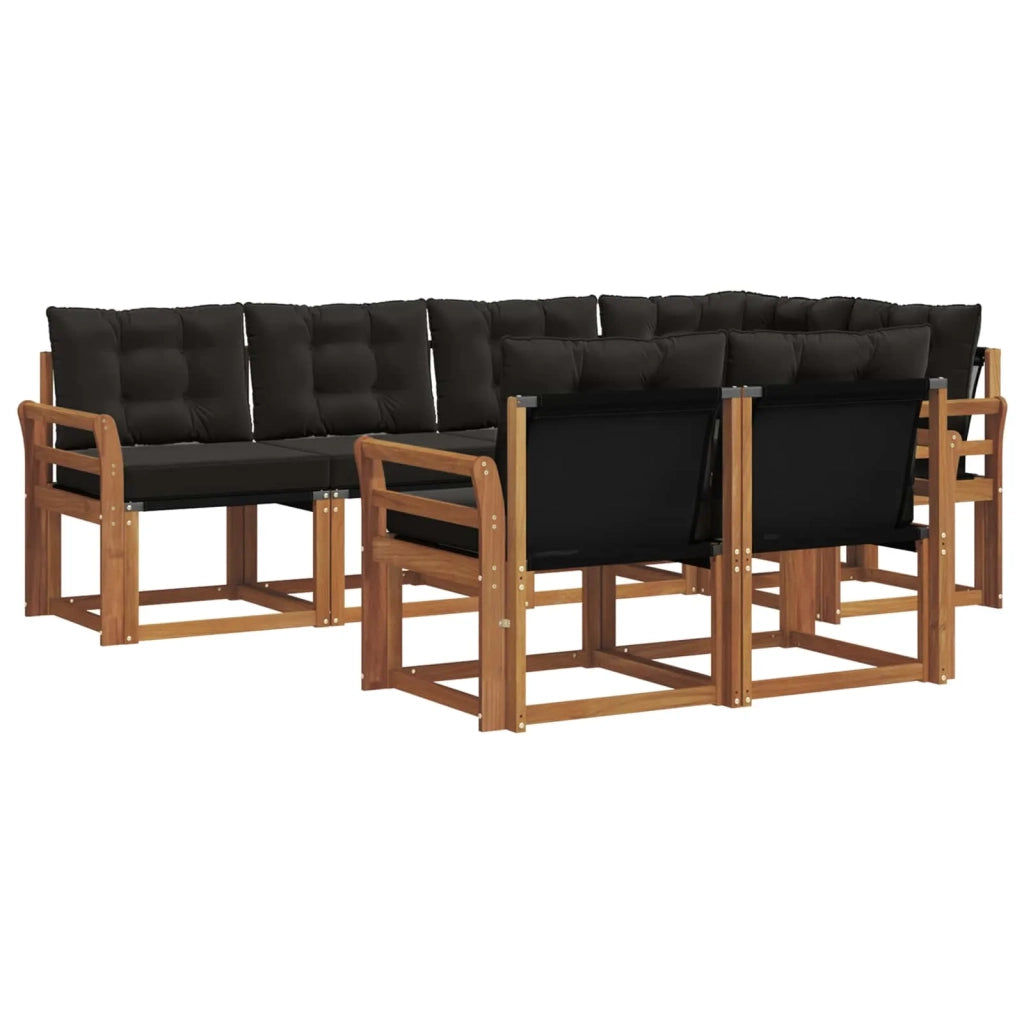 Set di divani da esterno con cuscino 7 pcs Naturale e Nero 3368763