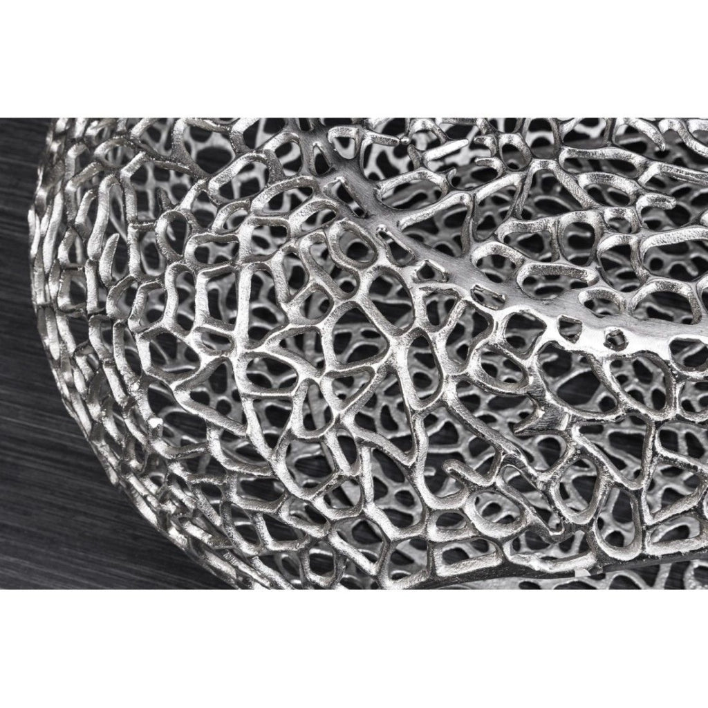Tavolino basso METRIX ovale 119 cm argento con nicchia integrata - Tavolino design in alluminio