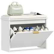 Panca con cuscino, cassetto e portascarpe ¨C zephmum ¨C bianco, 62x26x47.5 cm