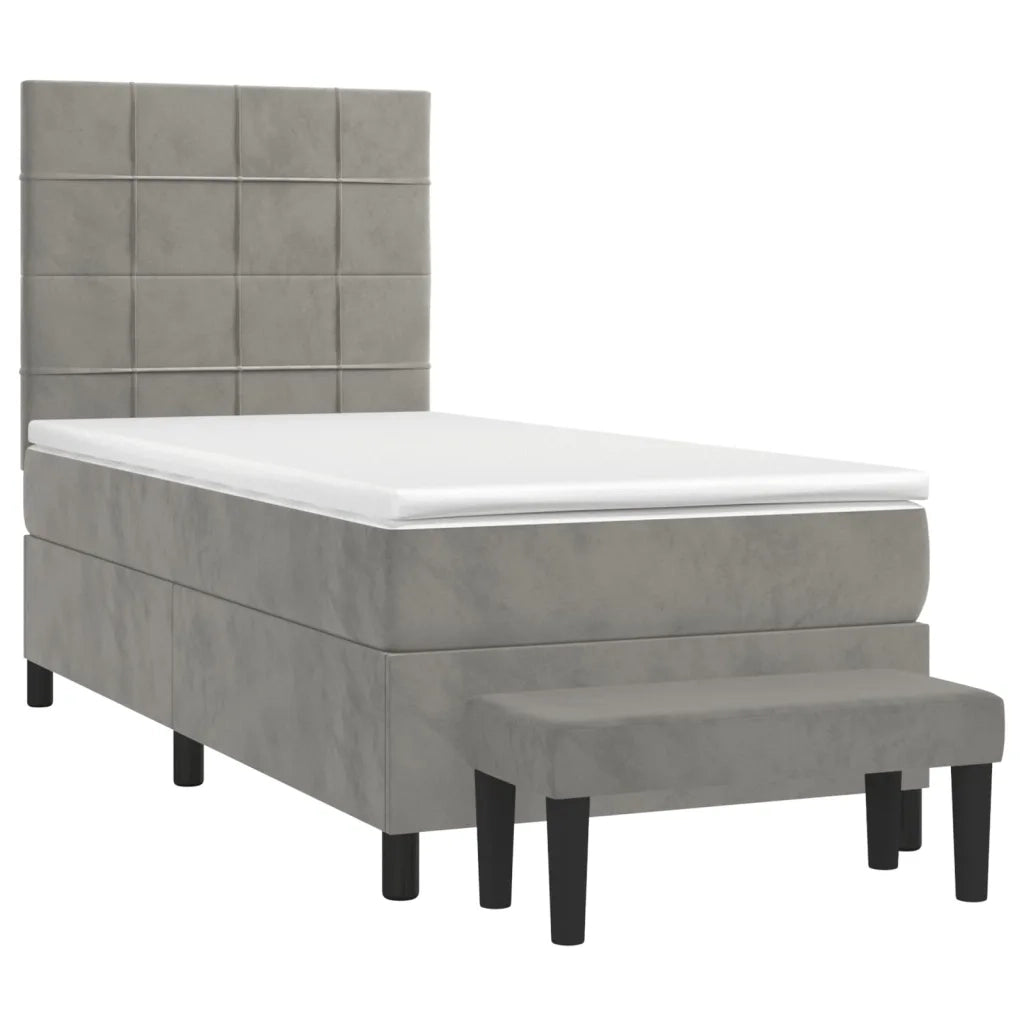 Giroletto a Molle con Materasso Grigio Chiaro 80x200 cm Velluto cod mxl 63875