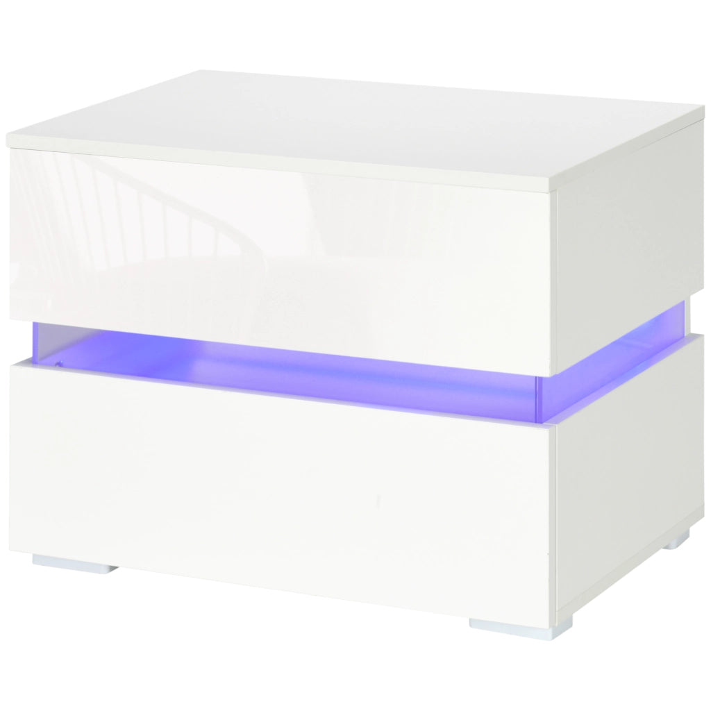 Comodino LED RGB con 2 cassetti ¨C Xylo ¨C Bianco 60x39x47cm